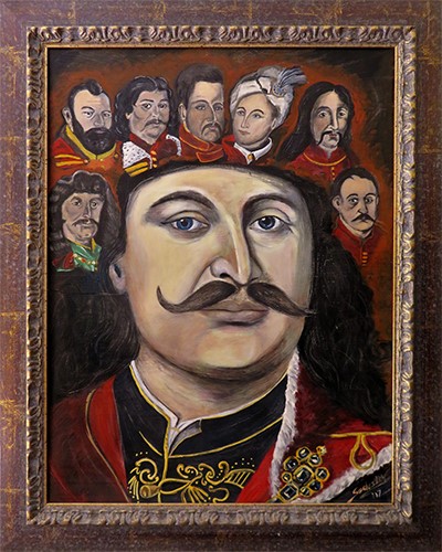 Wesselényi Ferenc nádor, Zrínyi Péter Horvát bán, I. Rákóczi Ferenc erdélyi fejedelem, Thököly Imre felvidéki, majd erdélyi fejedelem, Frangepán Ferenc Kristóf horvát-magyar főúr, Zrínyi Miklós Horvát bán, Nádasdy Ferenc országbíró, középen II. Rákóczi Ferenc
